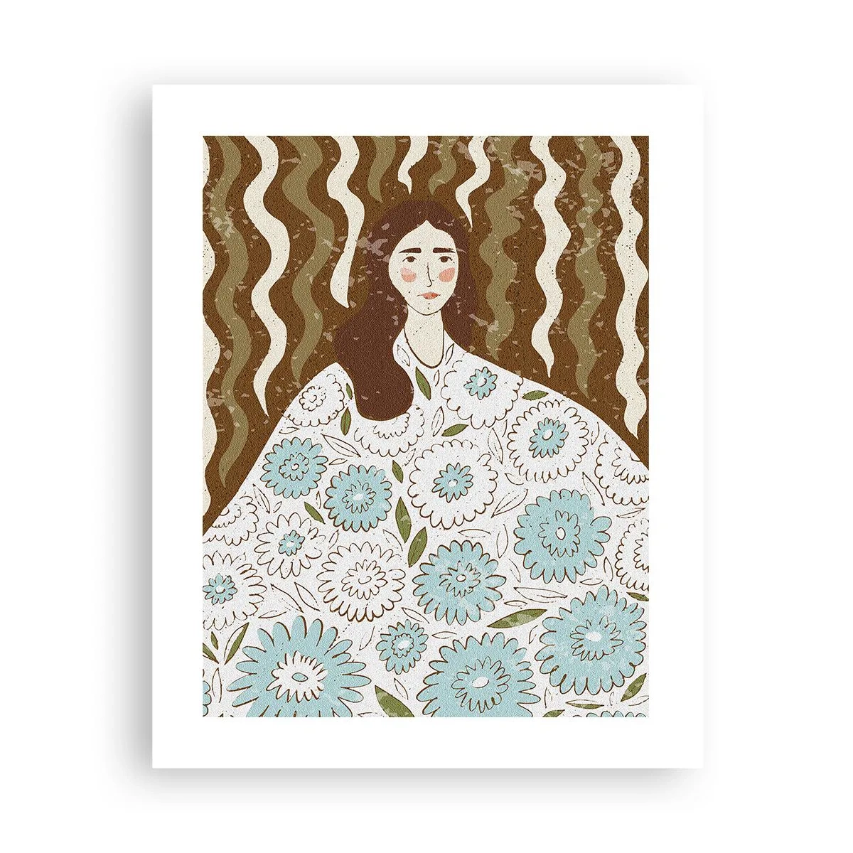 Poster - Portrait in a Flowery Robe - 40x50 cm