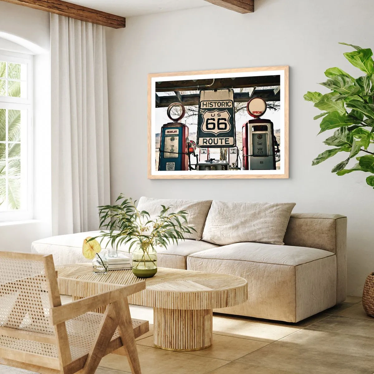 Poster in light oak frame - American Retro Trip - 50x40 cm