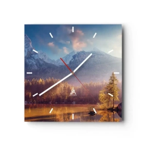Wall clock - Clock on glass - In the Mountains and Valleys - 40x40 cm