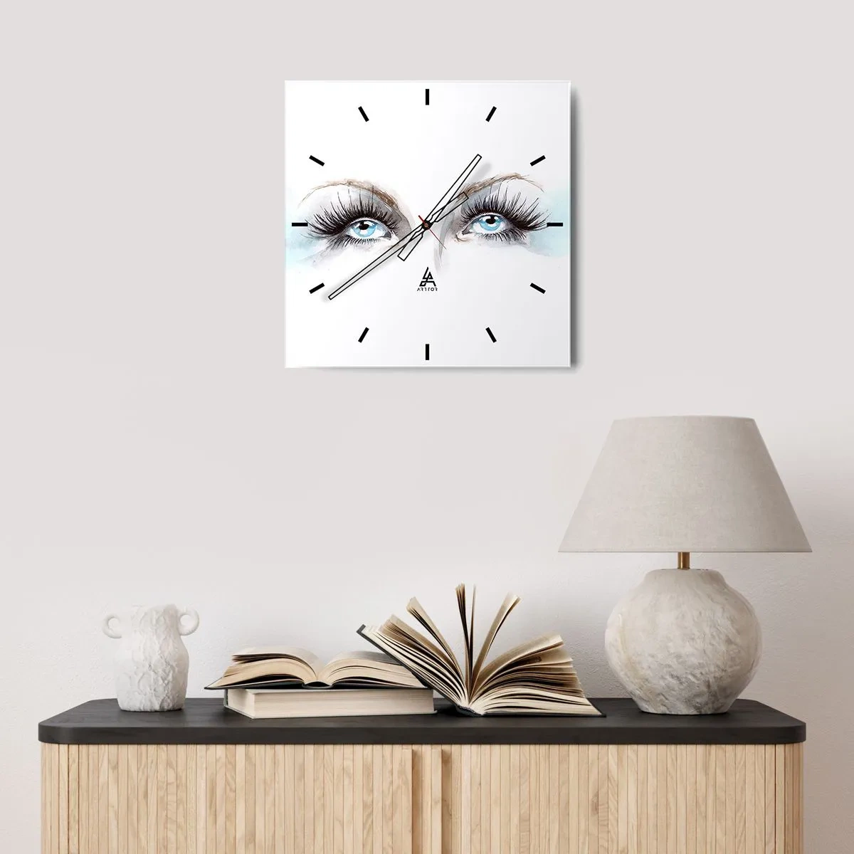 Wall clock - Clock on glass - Eyes ofaAn Angel? - 30x30 cm