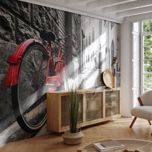 Photo Wallpaper Premium Sand - Real Beauty Does Not Age - City, Architecture, Bicycle - 450x315 cm