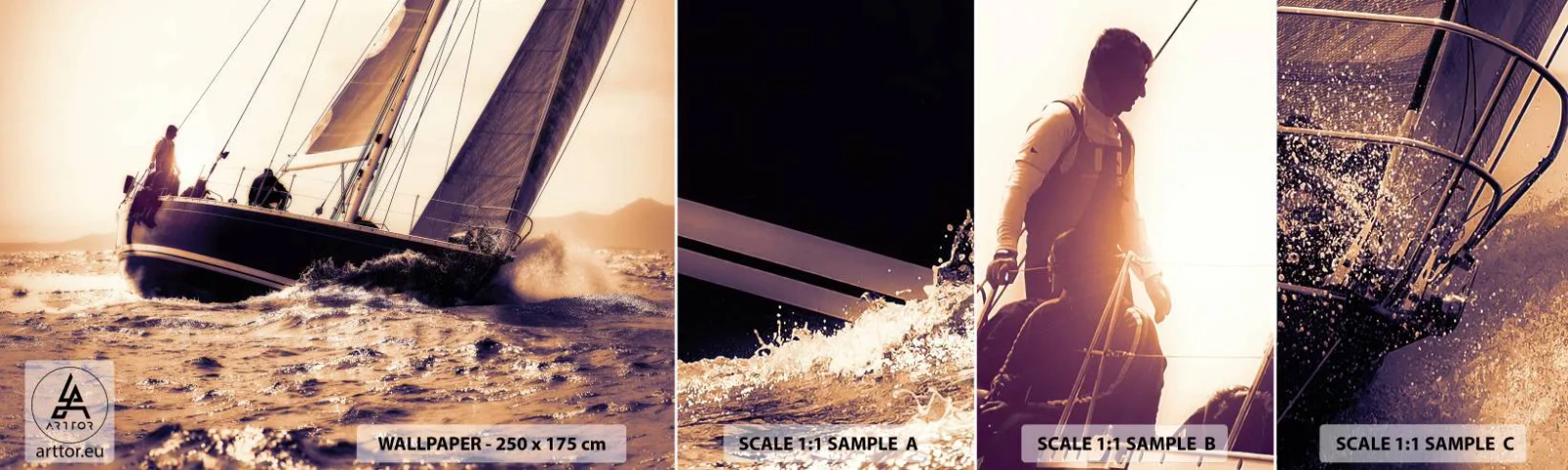Photo Wallpaper Sample Self-Adhesive Deluxe Sticker - Sail, Sailor - Yacht, Sea, sailing - 100x30 cm