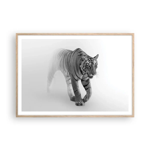 Poster in light oak frame - Crouching in Fog - 100x70 cm
