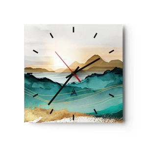 Wall clock - Clock on glass - On the Verge of Abstract - Landscape - 40x40 cm