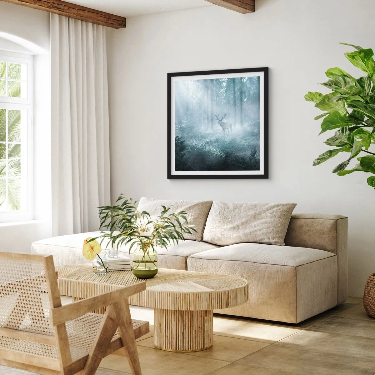 Poster in black frame - Morning Round of the Estate - 40x40 cm