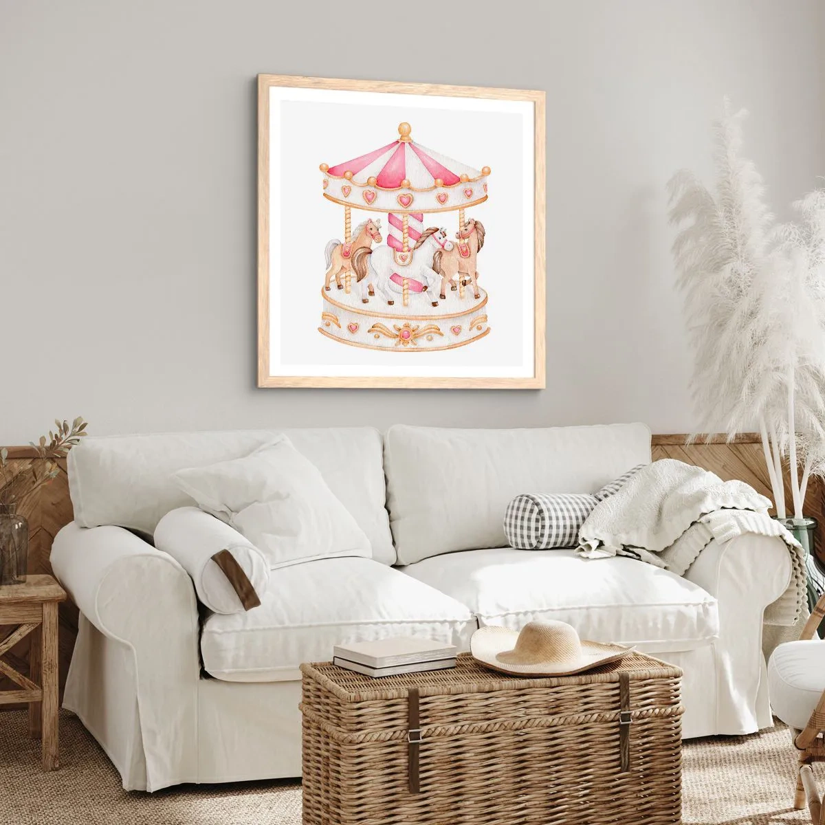 Poster in light oak frame - Sweet World of Childhood - 60x60 cm
