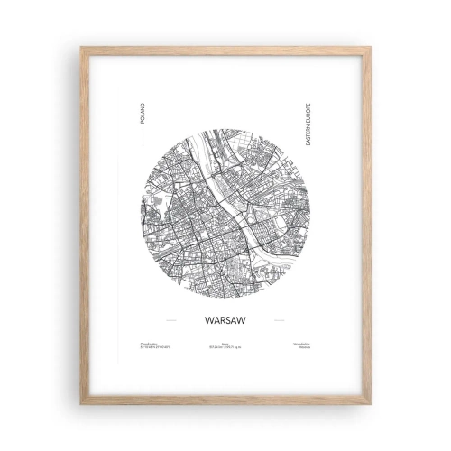 Poster in light oak frame - Anatomy of Warsaw - 40x50 cm