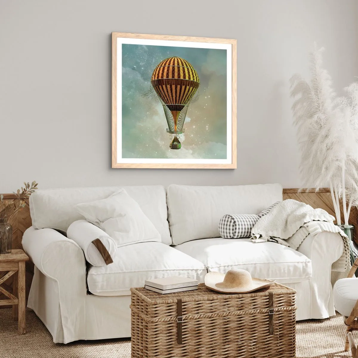 Poster in light oak frame - Pioneer Flight - 50x50 cm