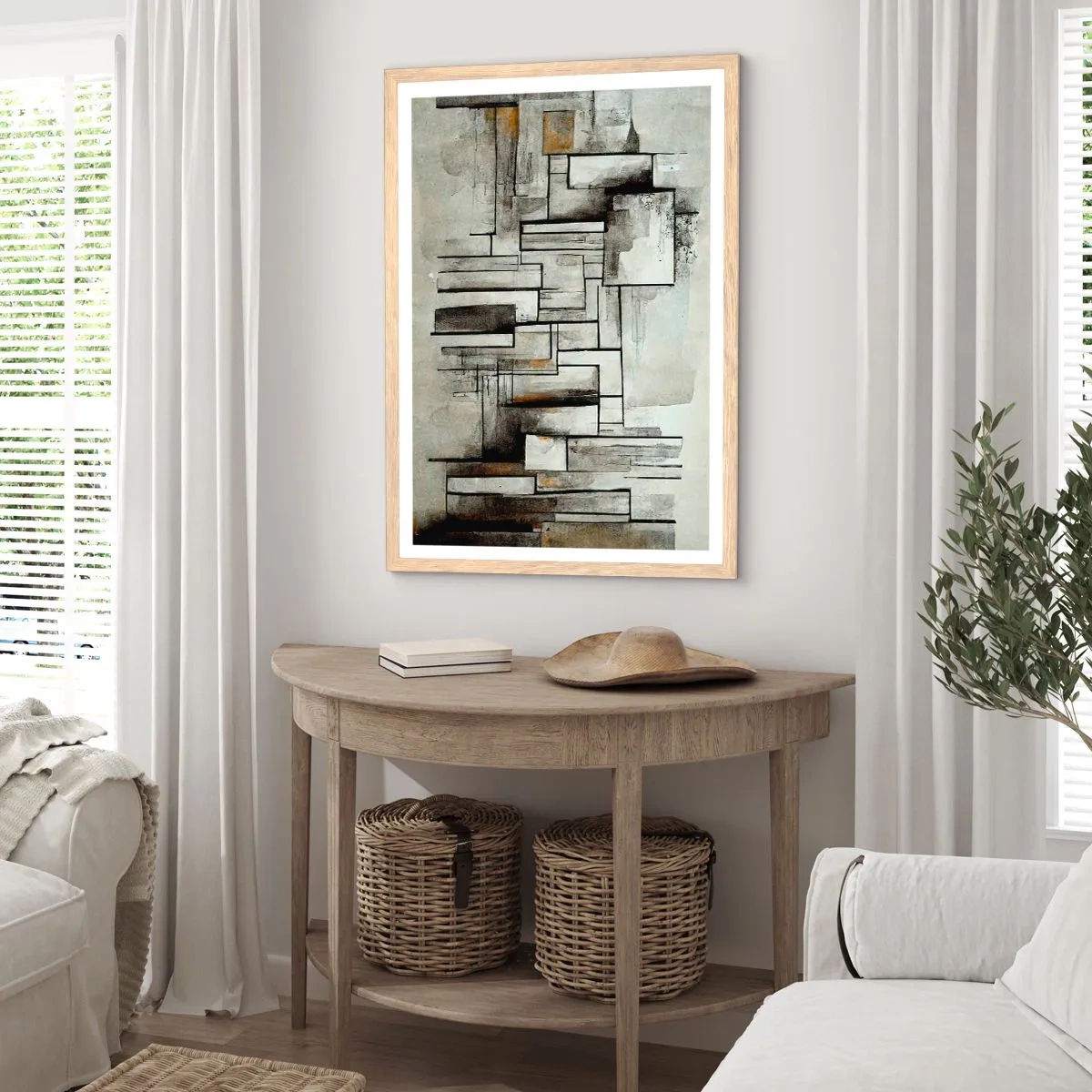 Poster in light oak frame - Power of Simplicity - 70x100 cm