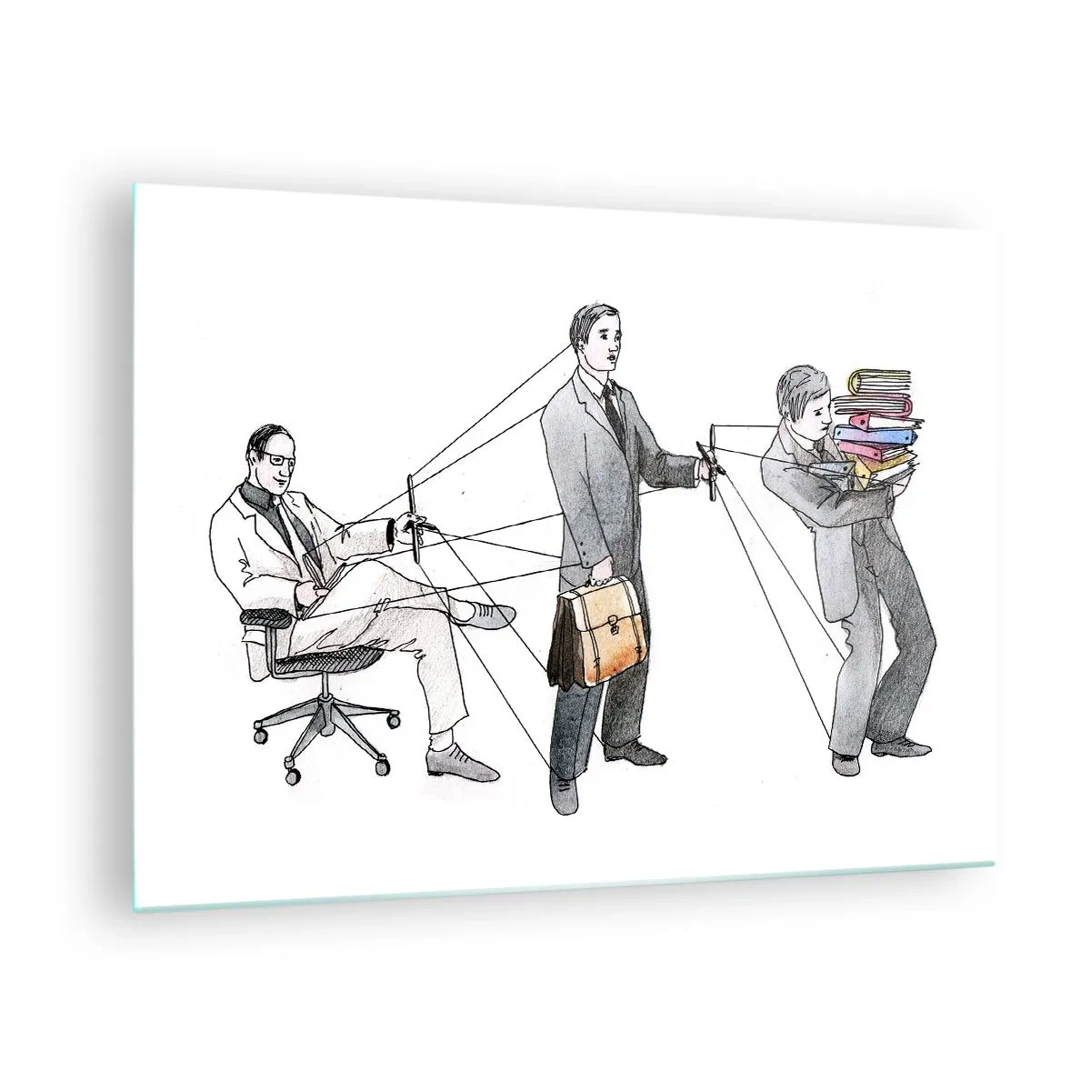 Glass picture - Illustration of the office work hierarchy - 70x50cm - Everyone Is Someone Else's Puppet - Modern wall decoration for the living room and bedroom ARTTOR
