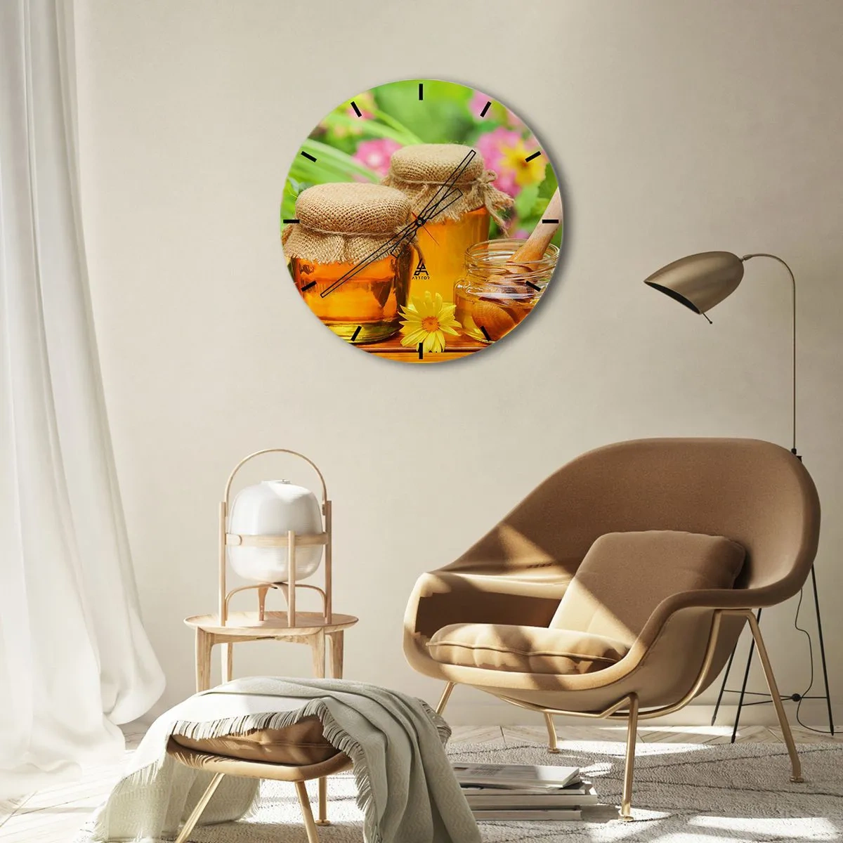 Wall clock - Clock on glass - Sweet and Flowery - 40x40 cm