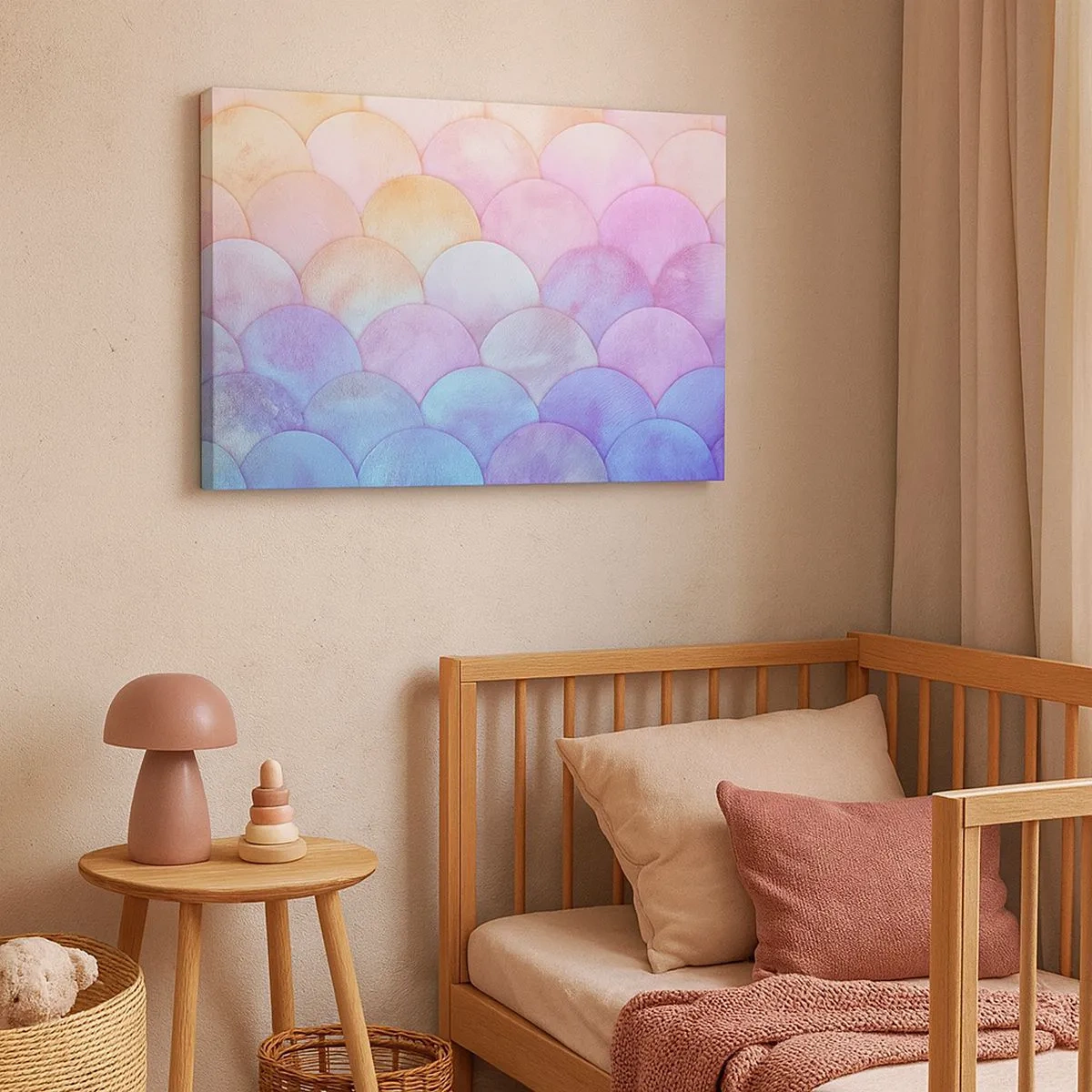 Canvas picture - Abstract scales in pastel shades - 70x50cm - Pearl Scale - Modern wall decoration for the living room and bedroom ARTTOR