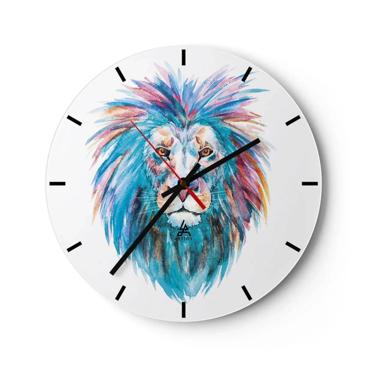 Wall clock - Clock on glass - Electrifying Aura - 40x40 cm