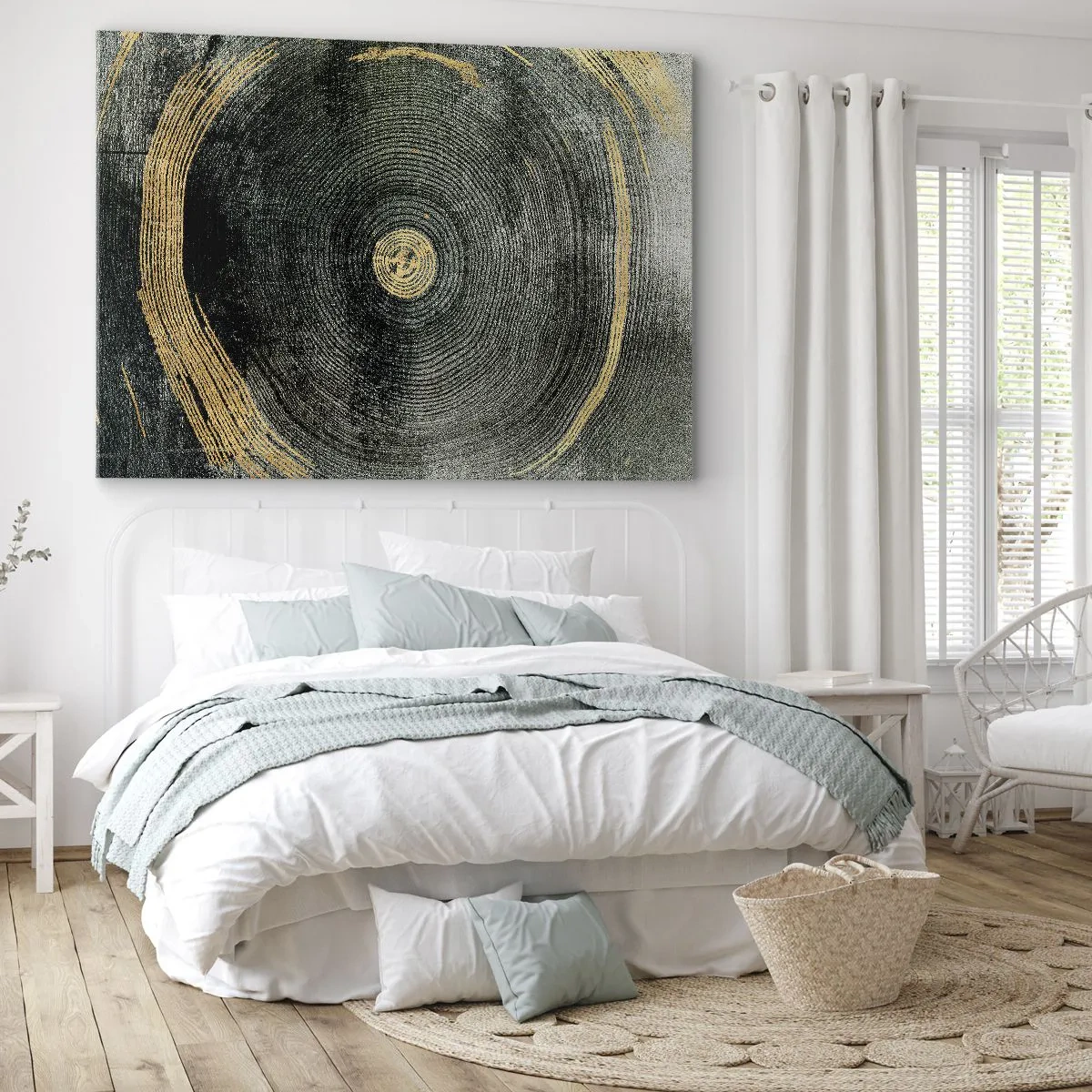 Canvas picture - Concentric circles with gold accents - 70x50cm - Change and Persistance - Modern wall decoration for the living room and bedroom ARTTOR