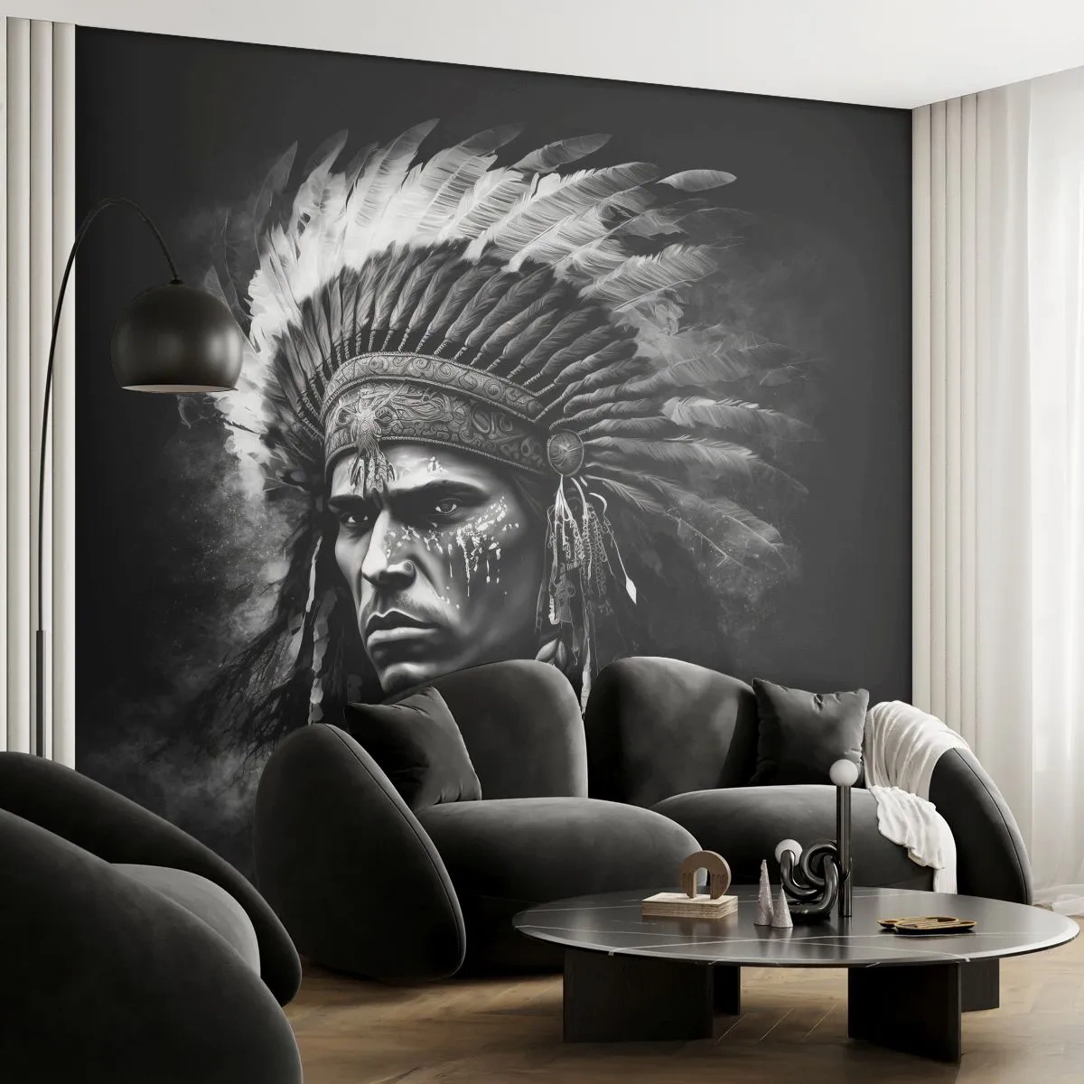 Self-Adhesive Photo Wallpaper Deluxe Sticker - Chief and Warrior - Indian, Tribes, Ethnic - 150x105 cm