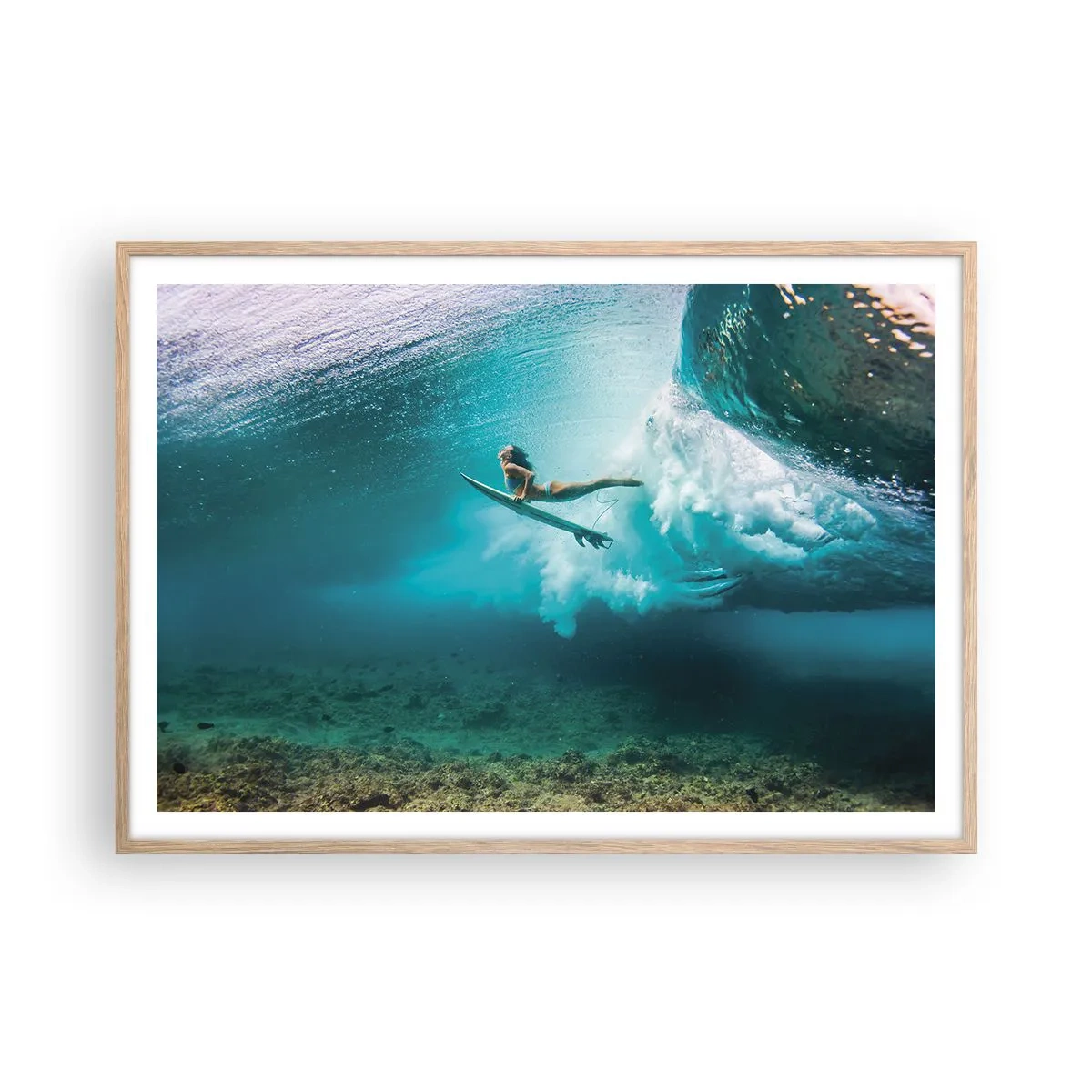 Poster in light oak frame - Undewater World - 100x70 cm