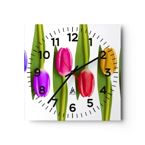 Wall clock - Clock on glass - Rainbow Composition - 30x30 cm