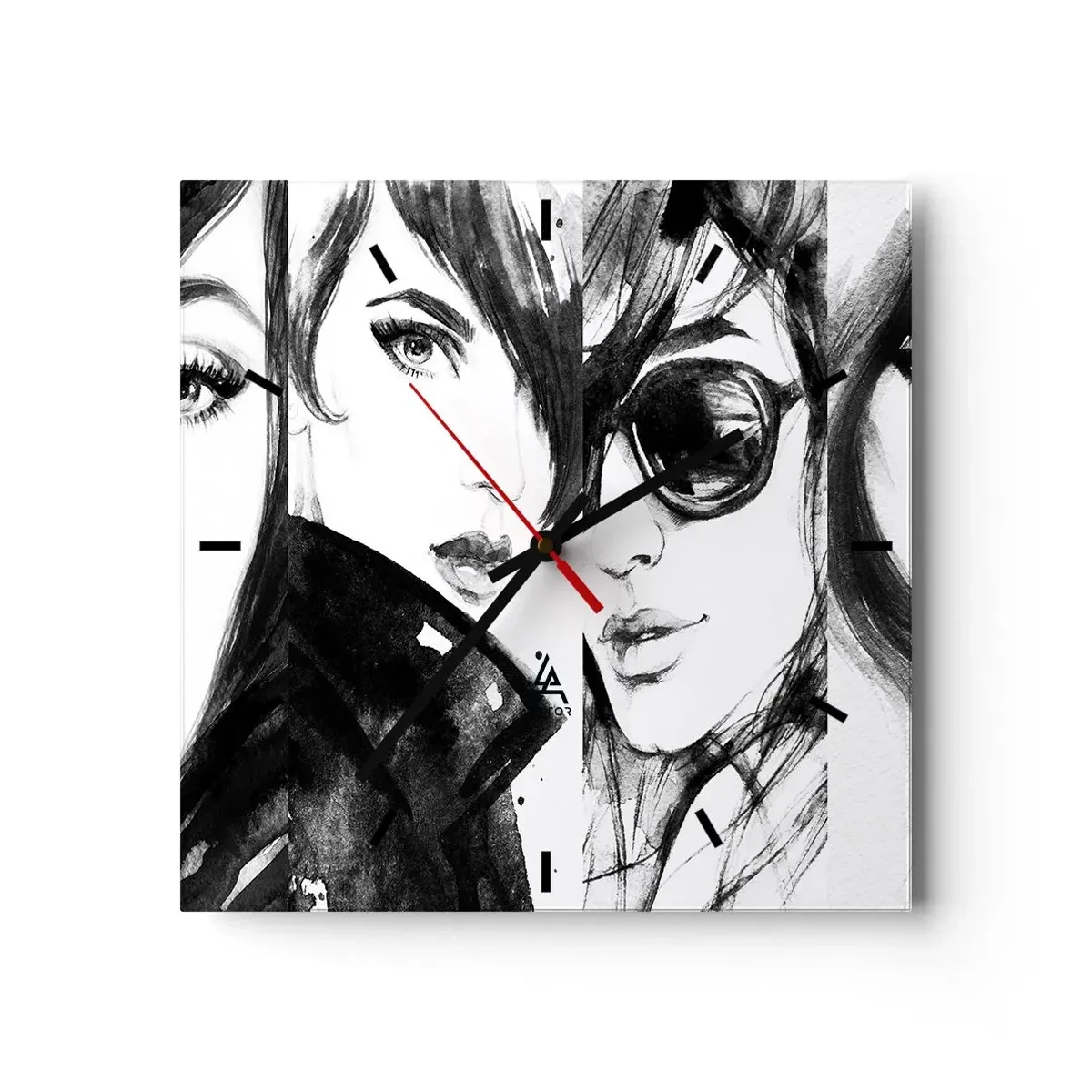 Wall clock - Clock on glass - Beauty Multiplied - 30x30 cm