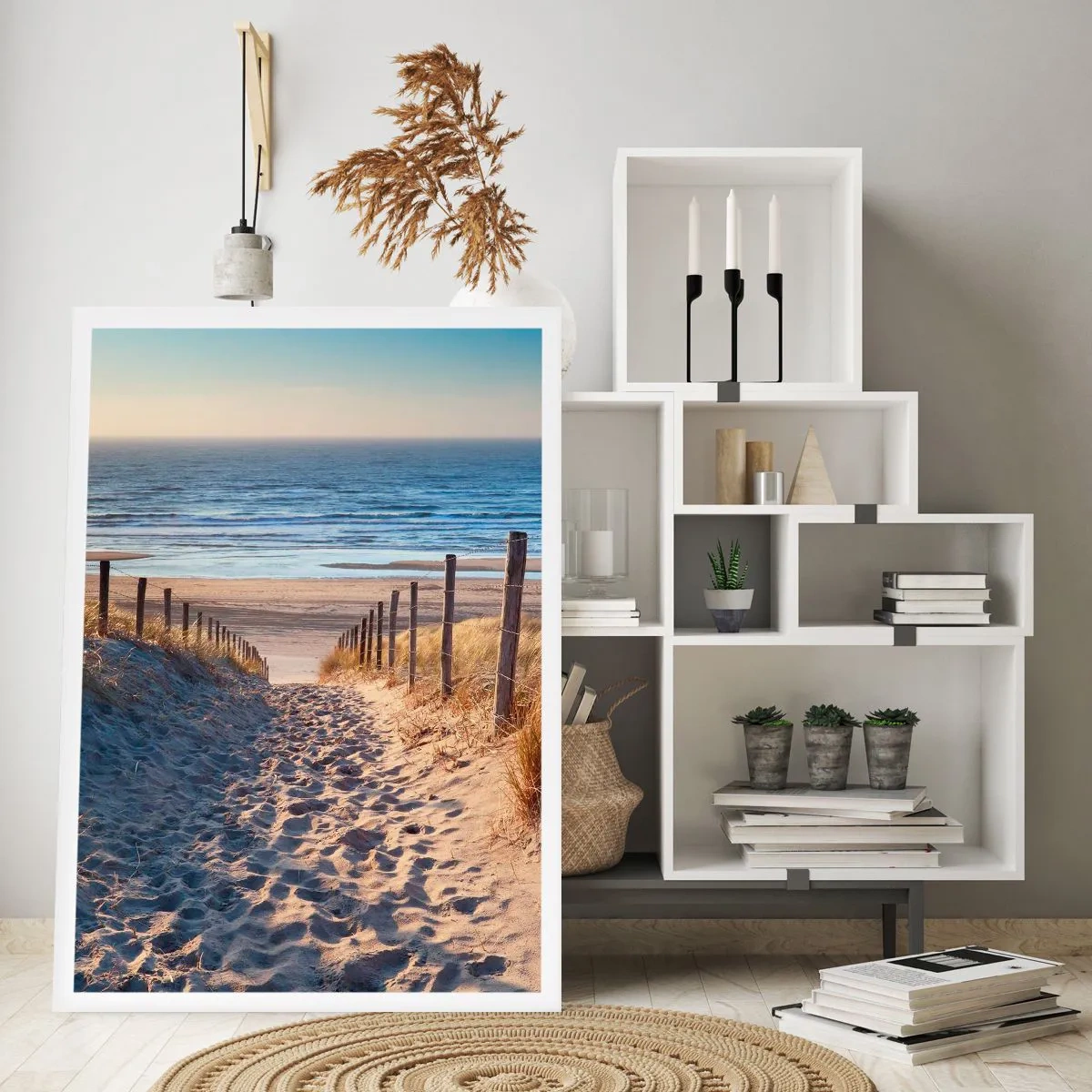 Poster - Sound of the Sea, Singing of the Birds, Wild Beach among Grass - 40x50 cm
