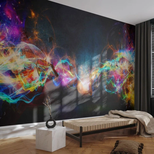 Photo Wallpaper Standard Eco - Joyfully against Darkness - Abstraction, Piece, Explosion - 150x105 cm