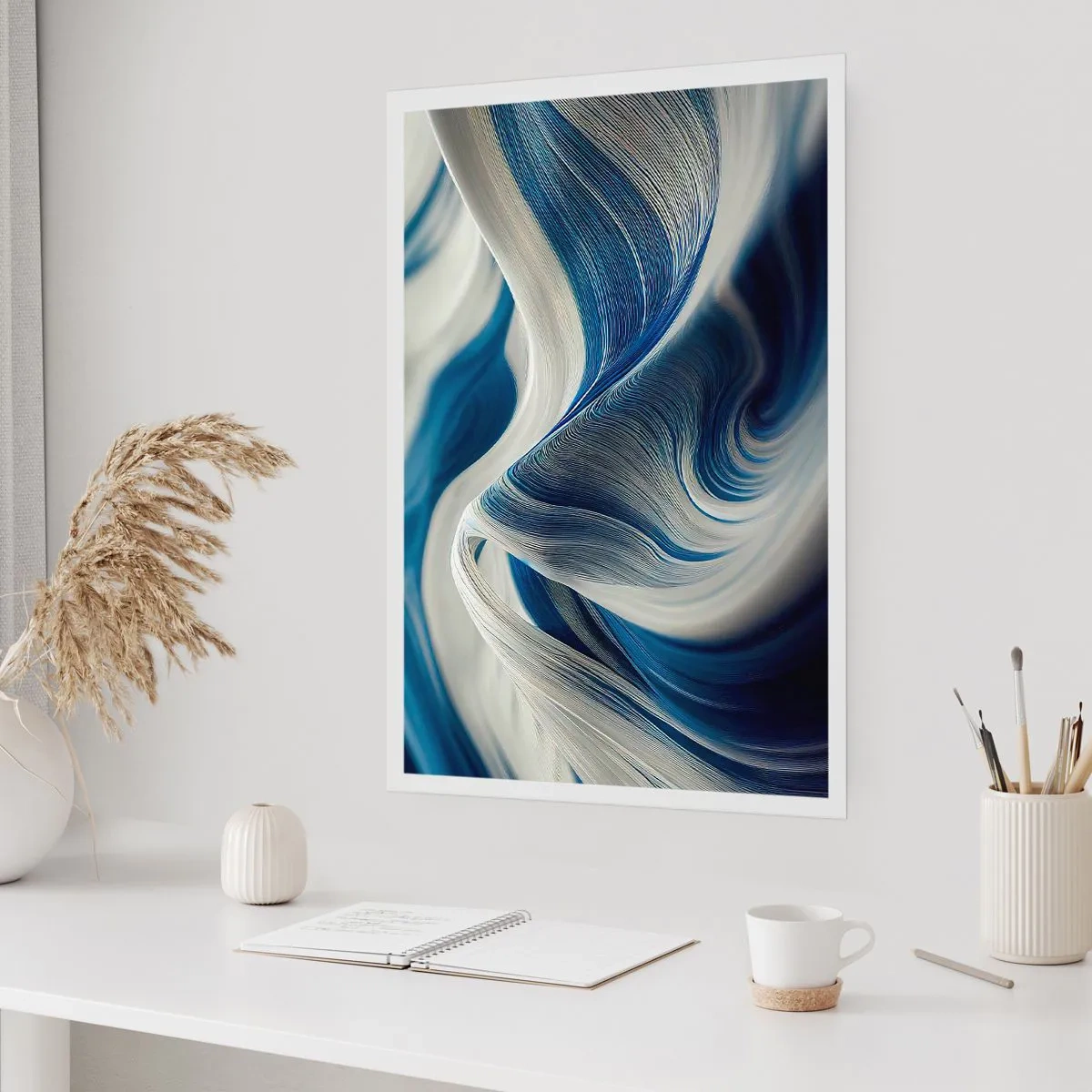 Poster - Fluidity of Blue and White - 30x40 cm