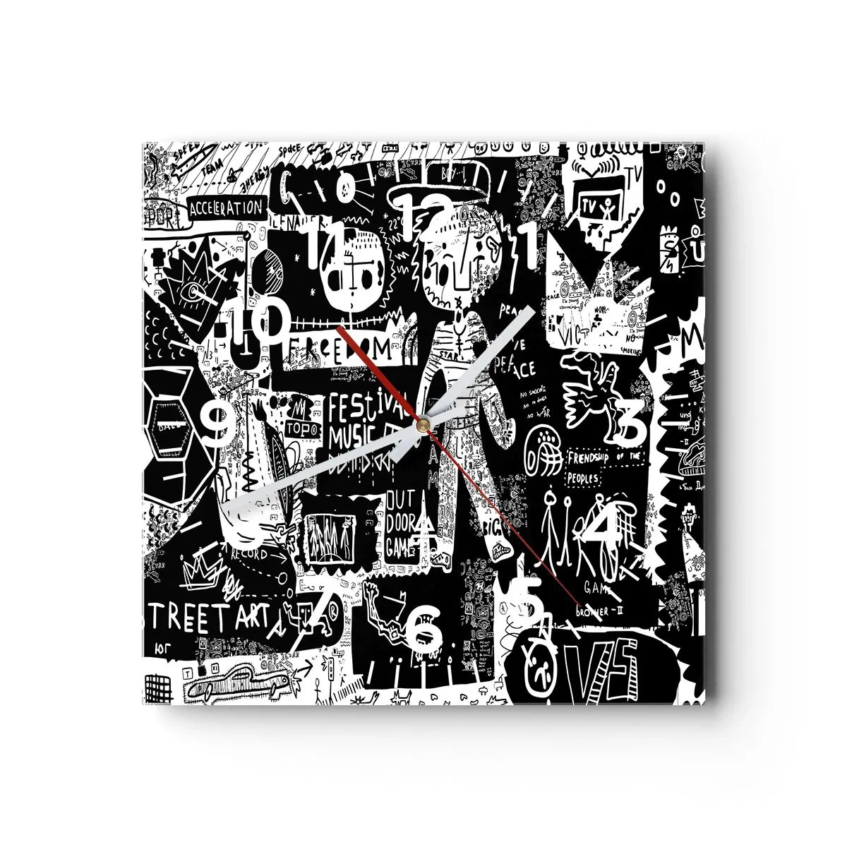 Wall clock - Clock on glass - Rights and Joys of Youth - 30x30 cm