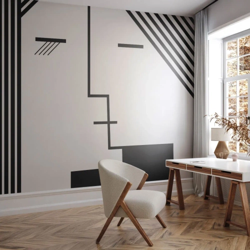 Self-Adhesive Photo Wallpaper Deluxe Sticker - Simply a Kiss - Modern Art, Black and white, Face - 350x256 cm