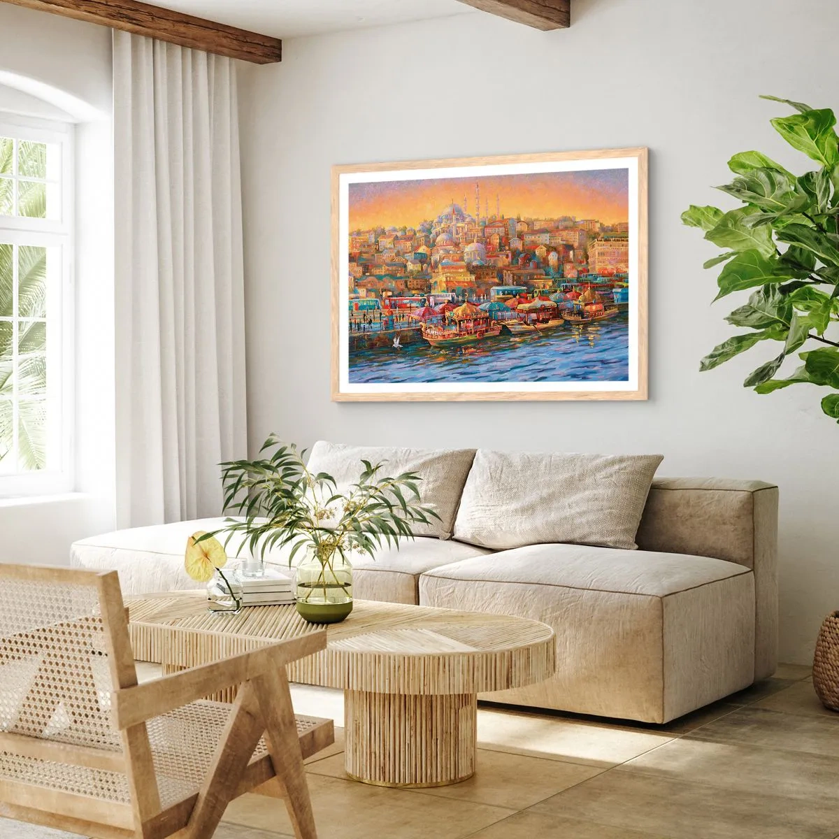 Poster in light oak frame - Istanbul Story - 40x30 cm