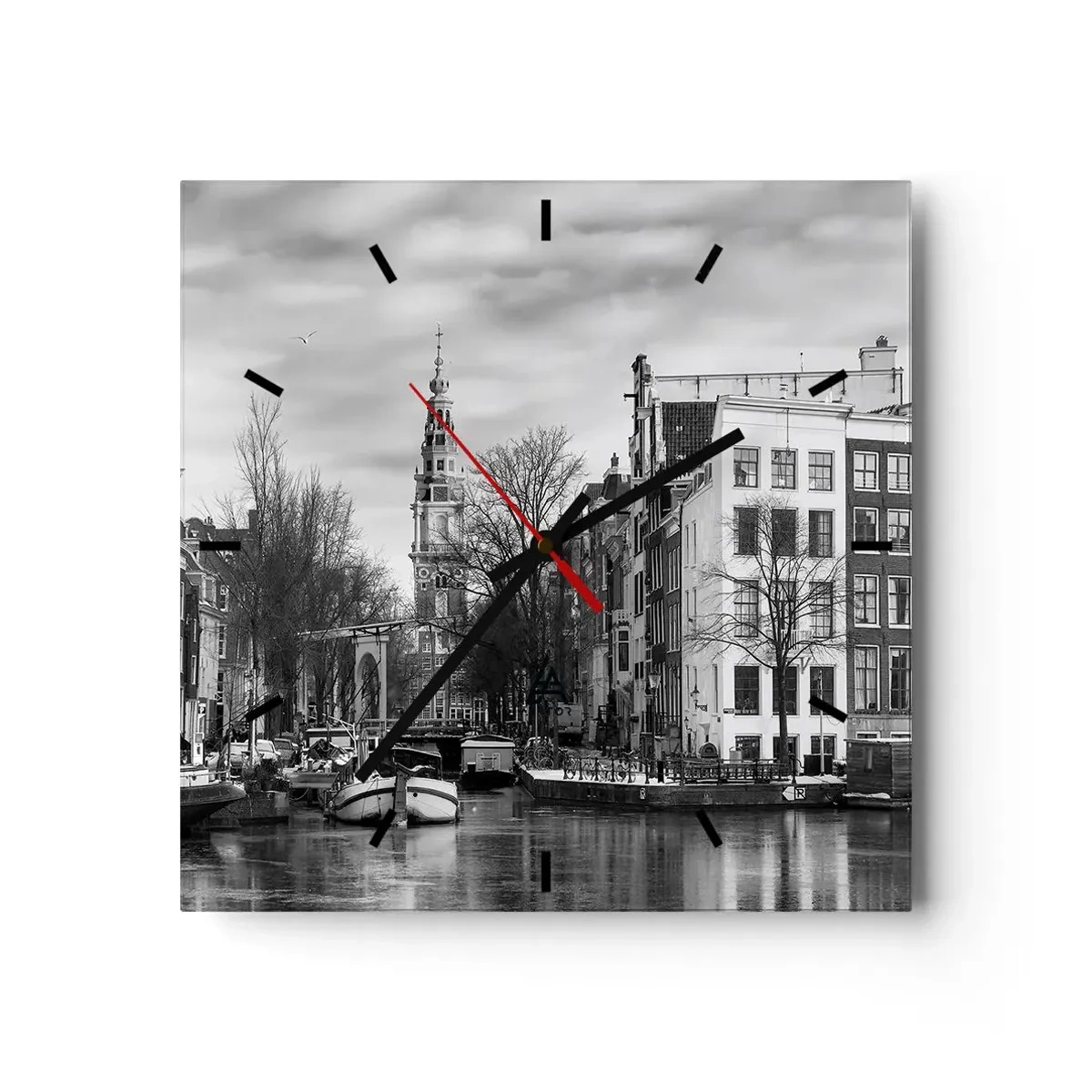 Wall clock - Clock on glass - Amsterdam Atmosphere - 40x40 cm