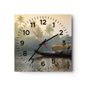 Wall clock - Clock on glass - House on the River - 30x30 cm