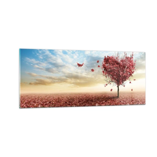 Glass picture - Fall in Love with Autumn - 100x40 cm
