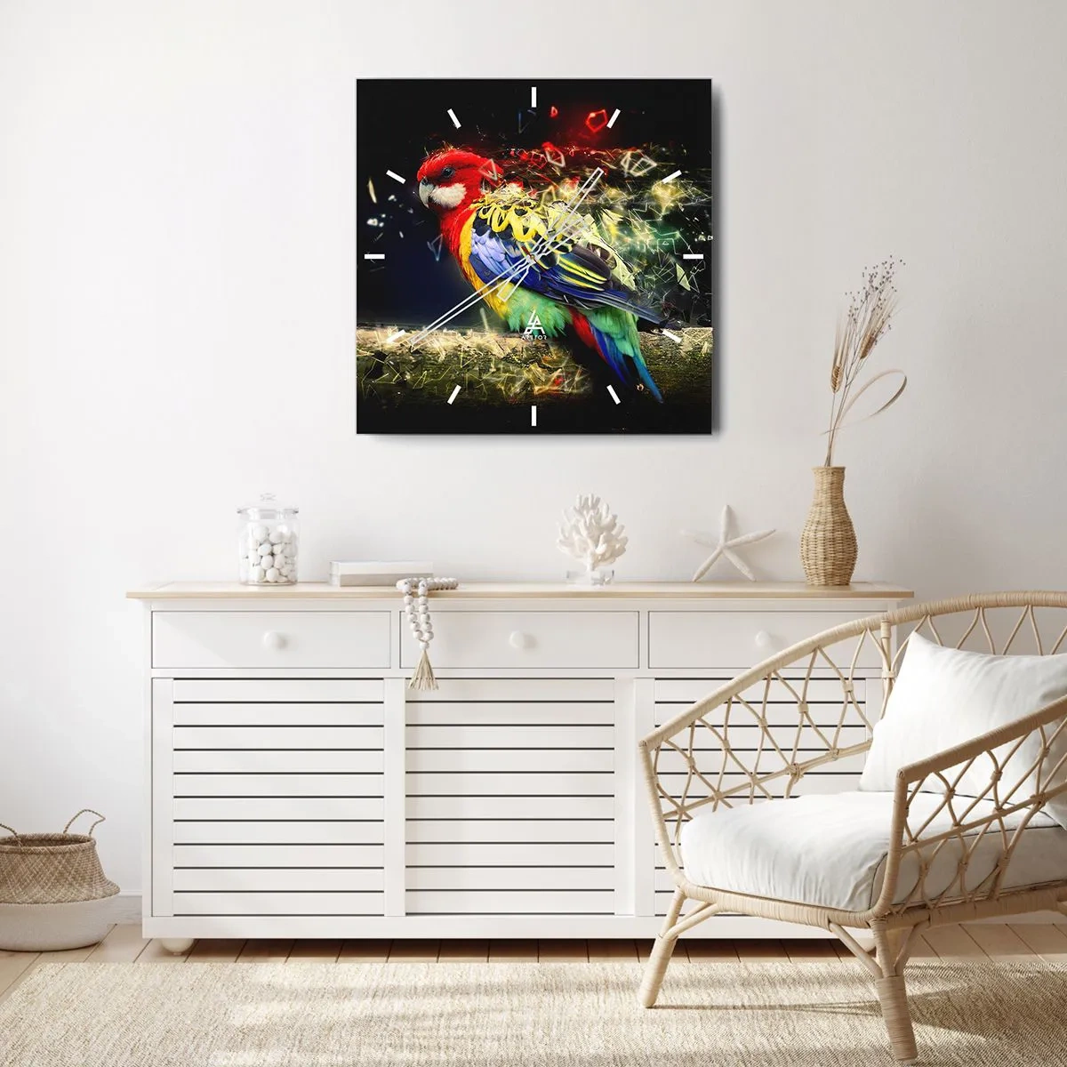 Wall clock - Clock on glass - Messenger of Light - 40x40 cm