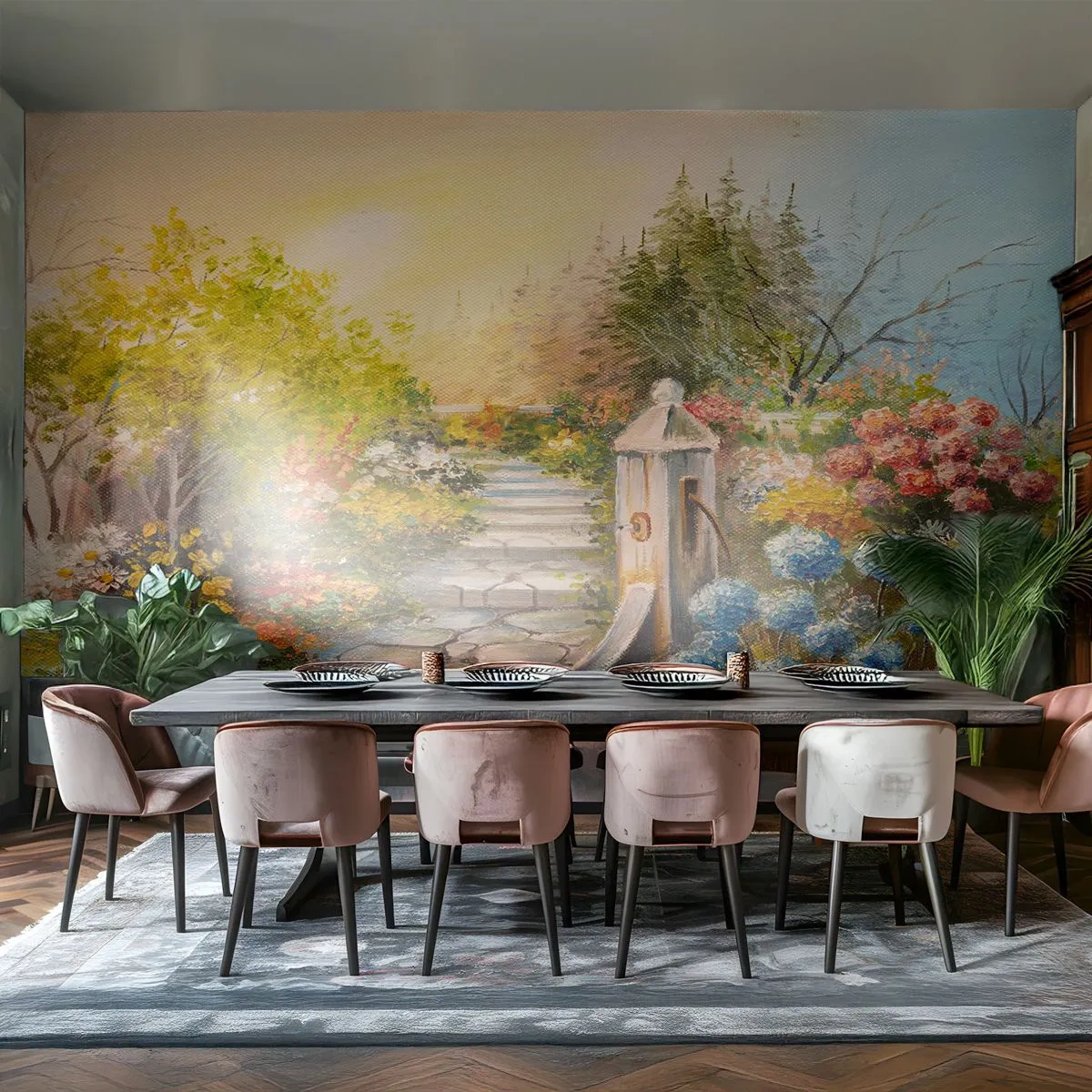 Photo Wallpaper Standard Eco - In Full Bloom - Garden, Flowers, Nature - 250x175 cm