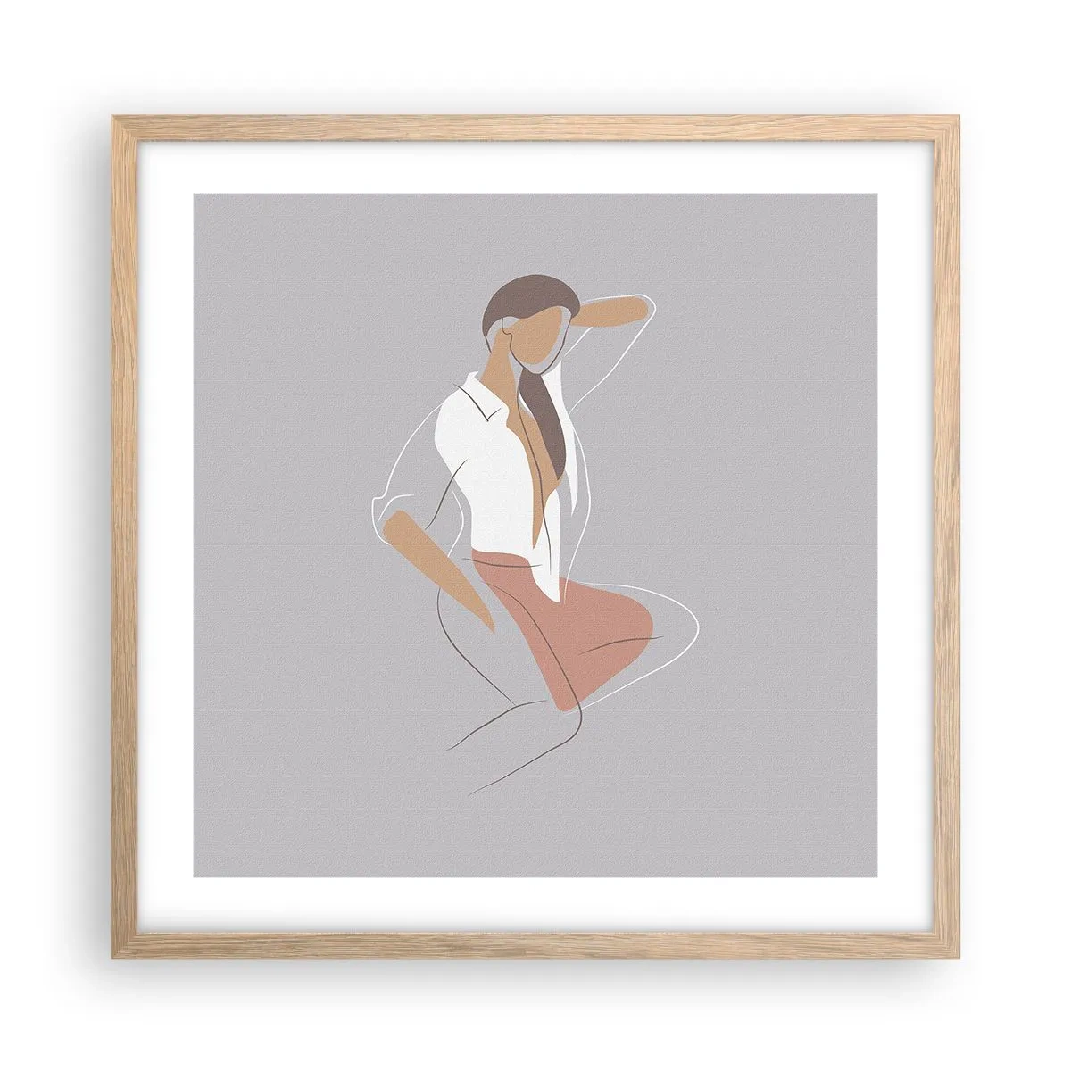 Poster in light oak frame - Outline of Charm - 50x50 cm