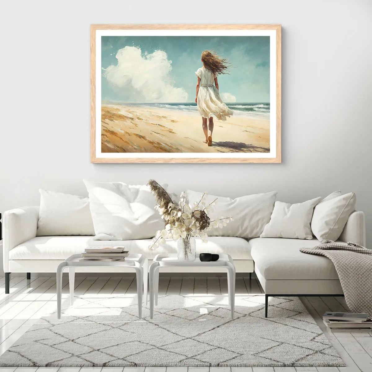 Poster in light oak frame - Meeting the Sun aand the Wind - 100x70 cm