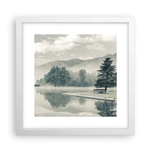 Poster in white frmae - Lake Is Still Asleep - 30x30 cm