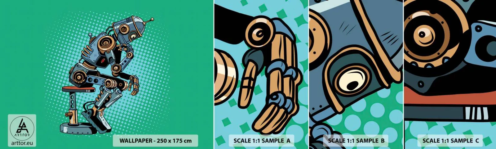 Photo Wallpaper Sample Standard Eco - On the Essence of Being - Abstraction, Intelligent Robot, For children - 100x30 cm