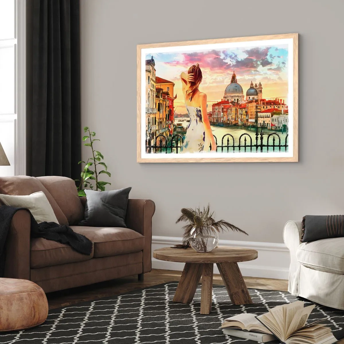 Poster in light oak frame - Venice Adventure - 70x50 cm