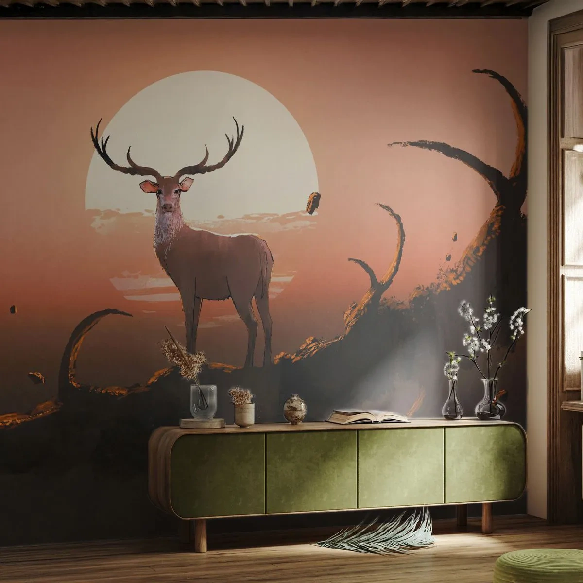 Photo Wallpaper Premium Sand - This Night Is Like No Other - Abstraction, Deer, Piece - 100x70 cm