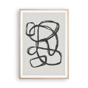 Poster in light oak frame - Abstract in Loops - 70x100 cm