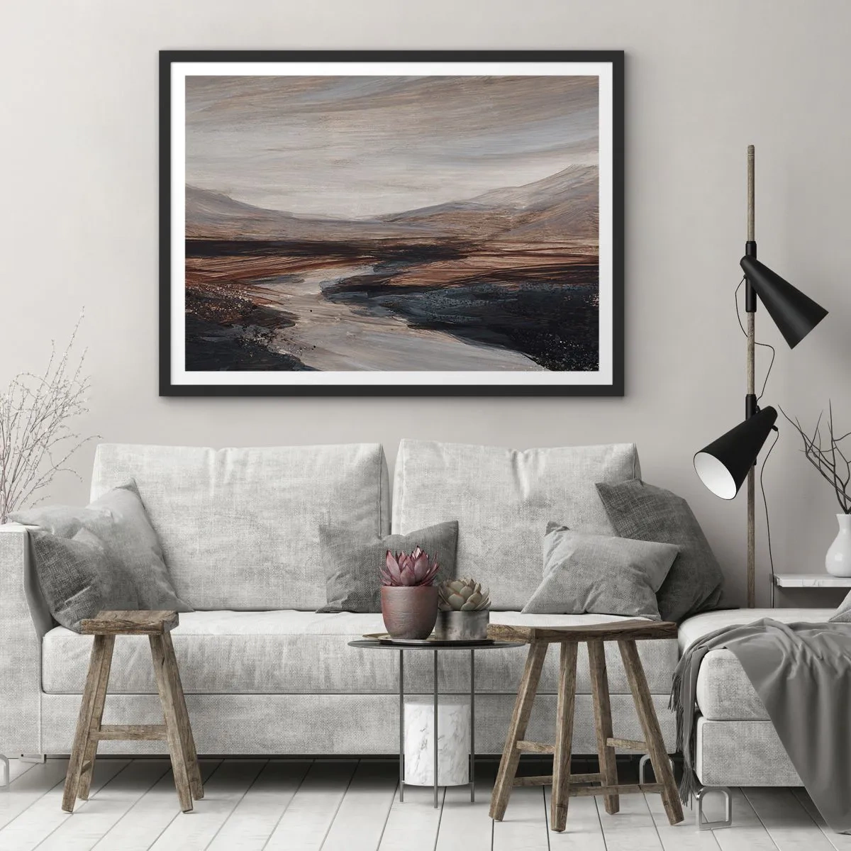 Poster in black frame - Quiet Valley - 91x61 cm