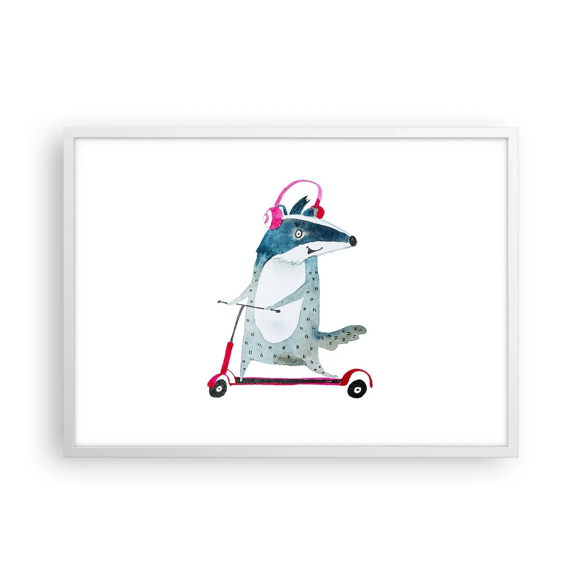 Poster in white frmae - Joys of a Badger - 70x50 cm