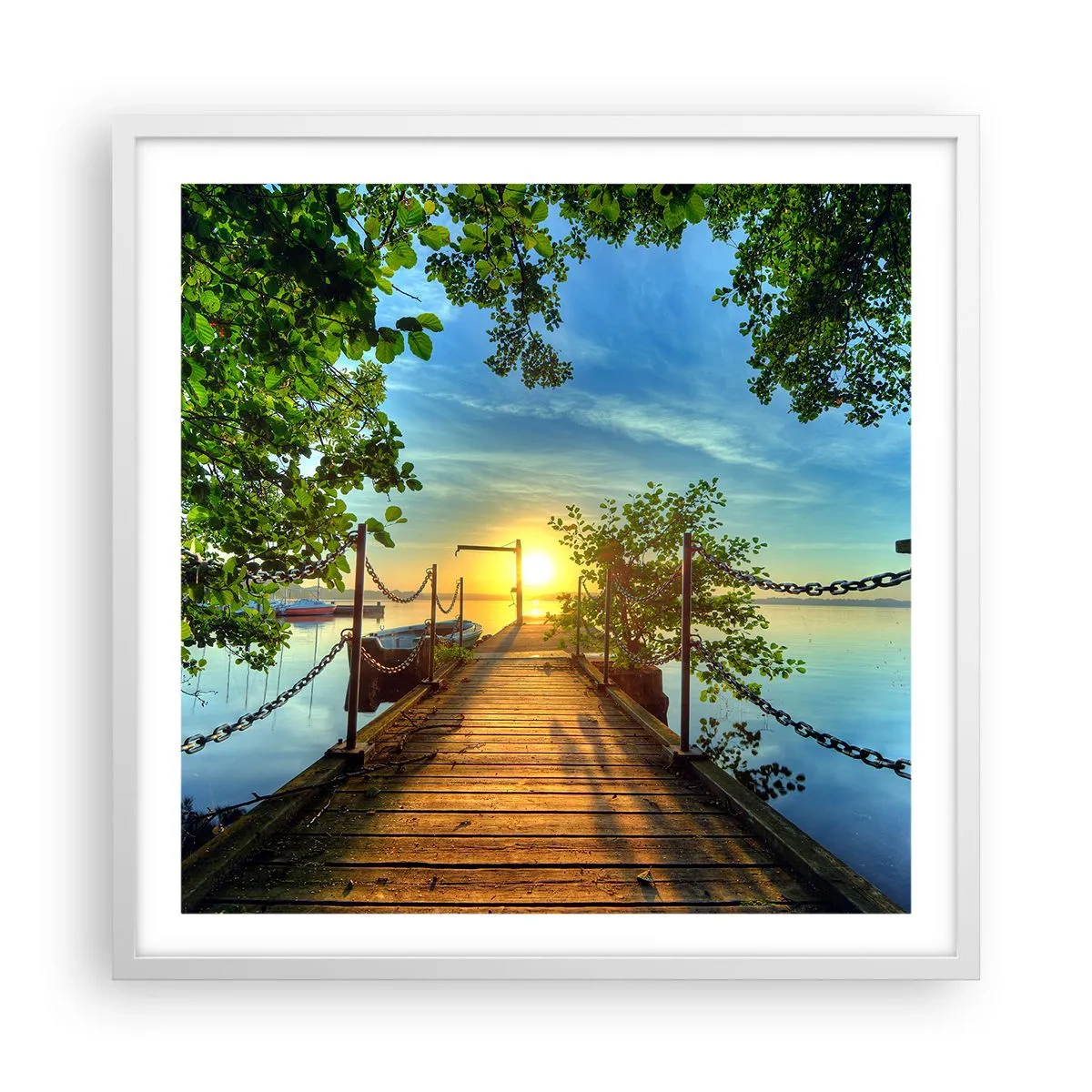 Poster in white frmae - Sunset by the Water - 60x60 cm