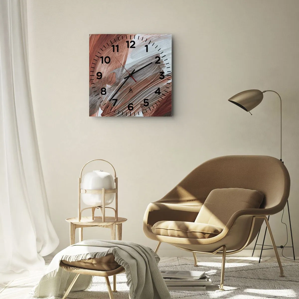 Wall clock - Clock on glass - Autumnal and Windy Abstract - 30x30 cm