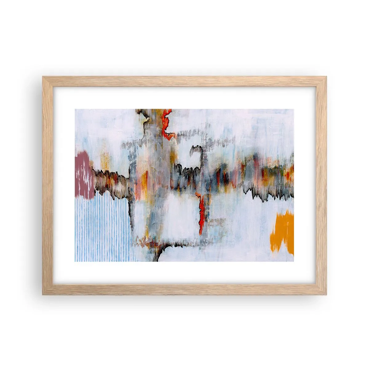 Poster in light oak frame - With a Stick on Water - 40x30 cm