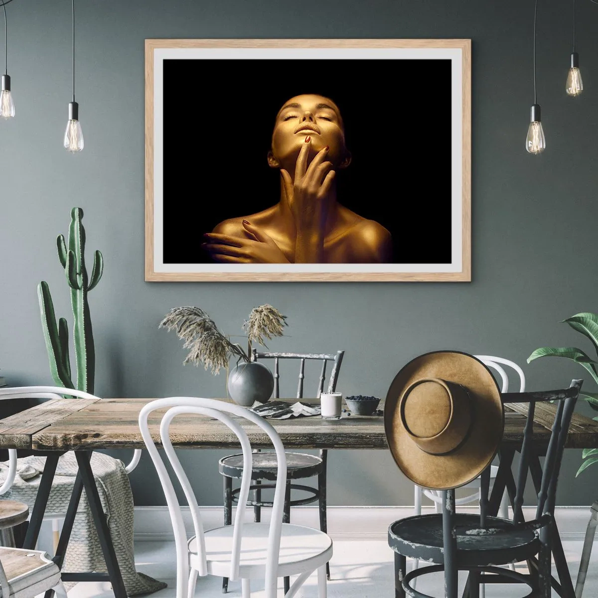 Poster in light oak frame - Like Golden Silk - 91x61 cm