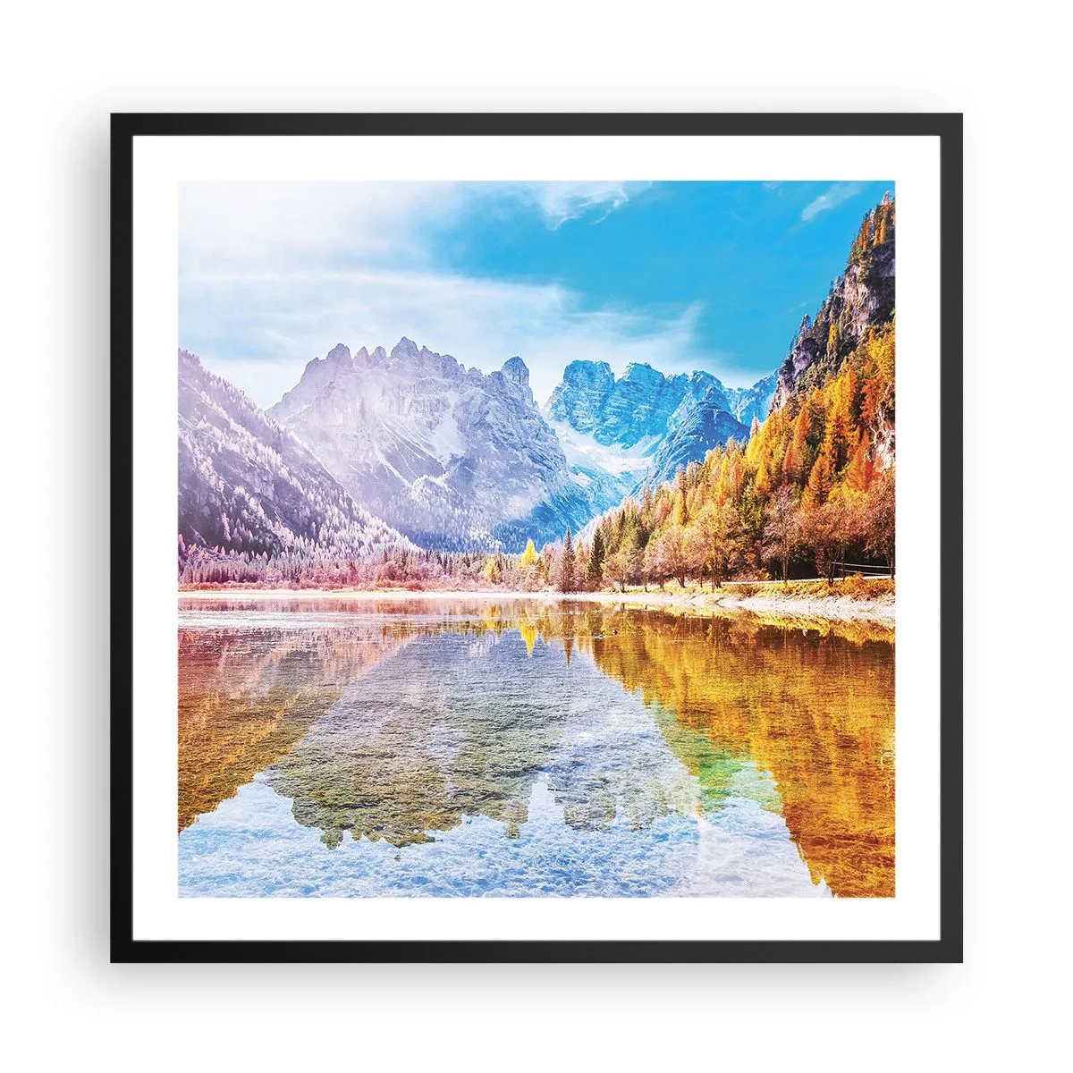Poster in black frame - It's Autumn in the Mountains - 60x60 cm