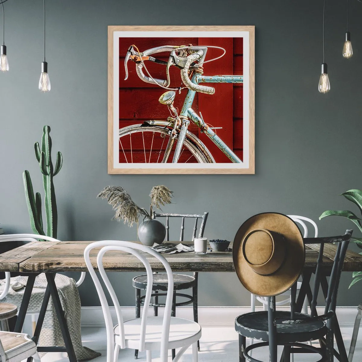 Poster in light oak frame - Born for Victories - 50x50 cm