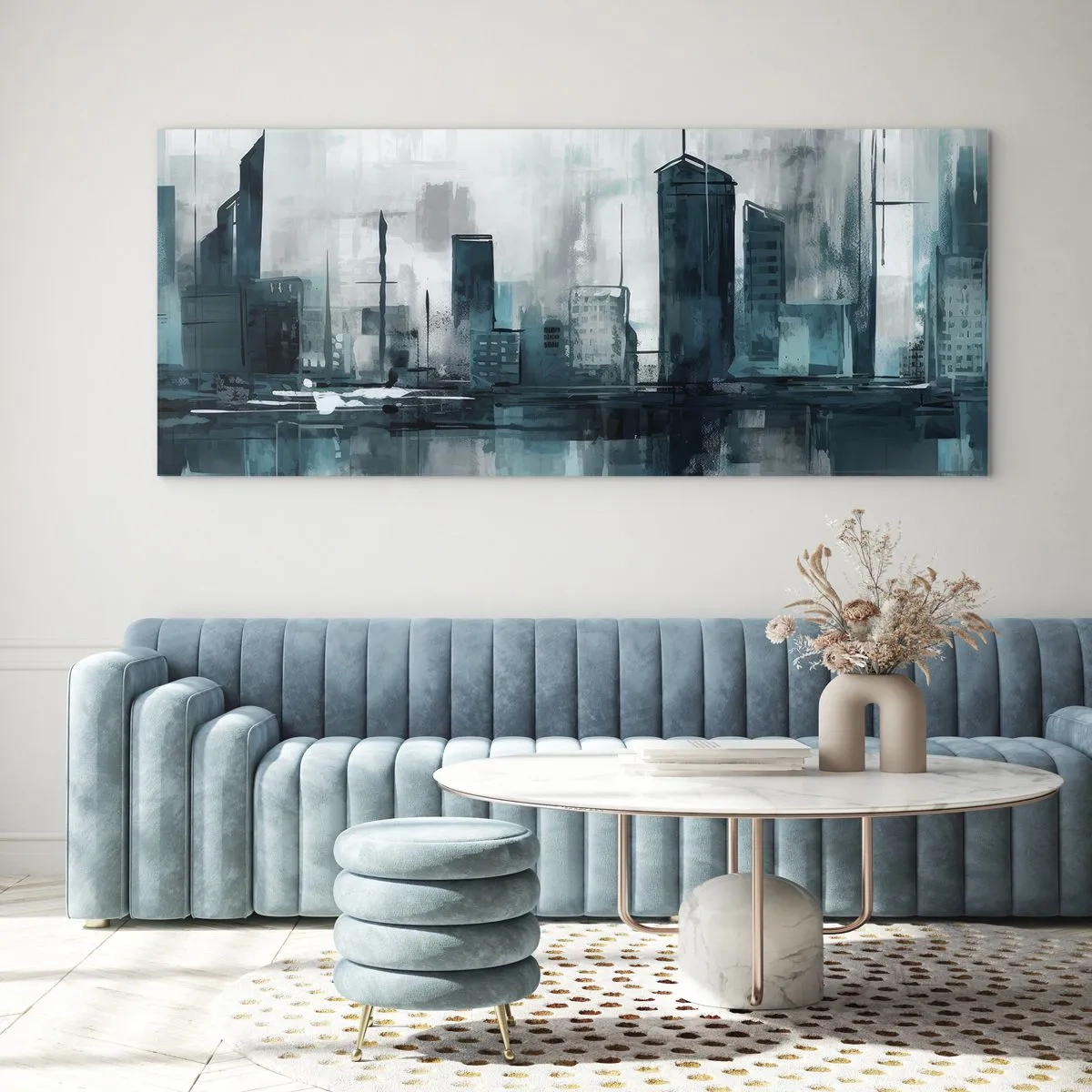 Glass picture - City in the Colour of Rain - 90x30 cm