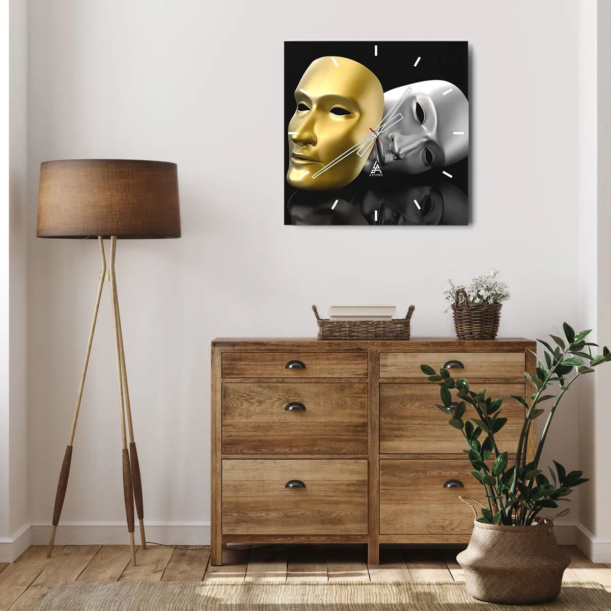 Wall clock - Clock on glass - Life Is a Theatre - 30x30 cm